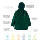 Originals Waterproof Jacket Green: A green waterproof jacket with elasticated hood, cuffs and back, ensuring a comfortable fit and dryness.